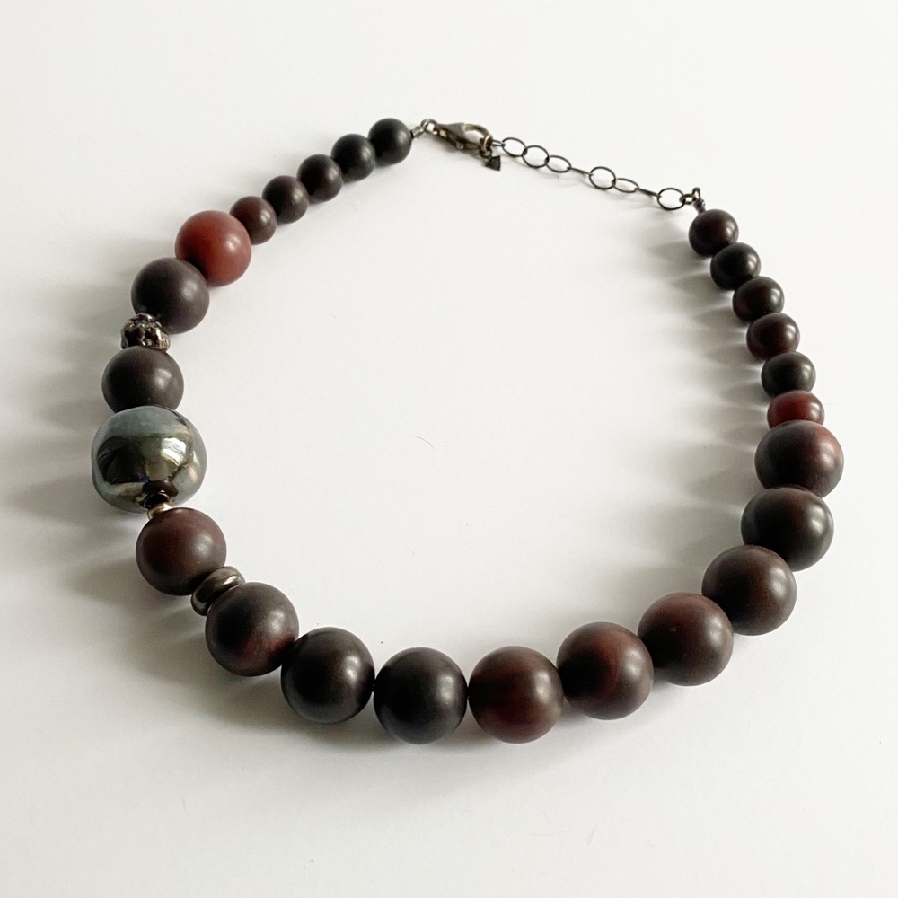 Silpada Mahogany Brown Agate Chunky Bead Necklace